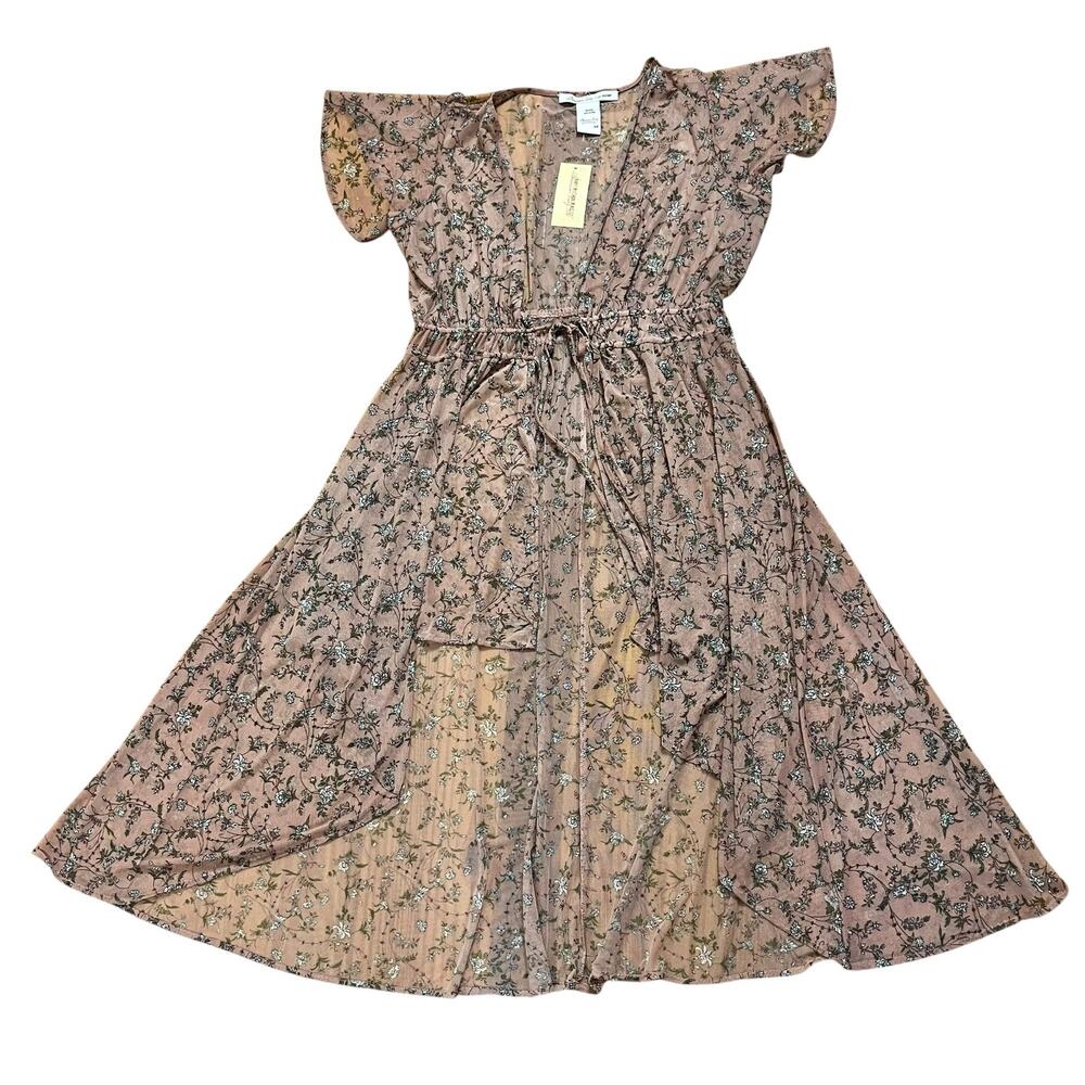 Fairycore Woodland Floral Mesh Sheer Duster Sz M NWT American Rag Boho Dress - Picture 4 of 16